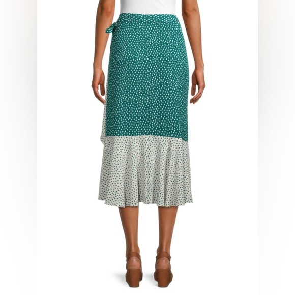 BCBGeneration Polka Dot Frill Wrap Skirt Size Medium - Picture 2 of 11